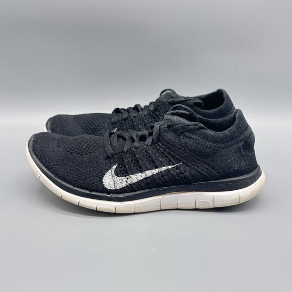 Nike Shoes Womens 7 Black White Free Flyknit 4.0 Minimalist Running Sneakers - Picture 4 of 10